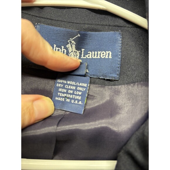 Vintage Ralph Lauren Women Navy Gold Button Dbl Breasted Blazer Sz 14 USA Made - Picture 6 of 8